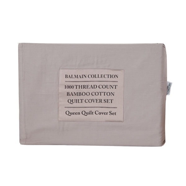 Royal Comfort Balmain 1000Tc Bamboo Cotton Quilt Cover Sets (Queen) Dove Quilt Covers