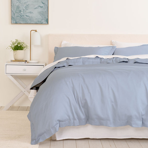 Royal Comfort Balmain 1000Tc Bamboo Cotton Quilt Cover Sets Queen Blue Fog Queen Doonas