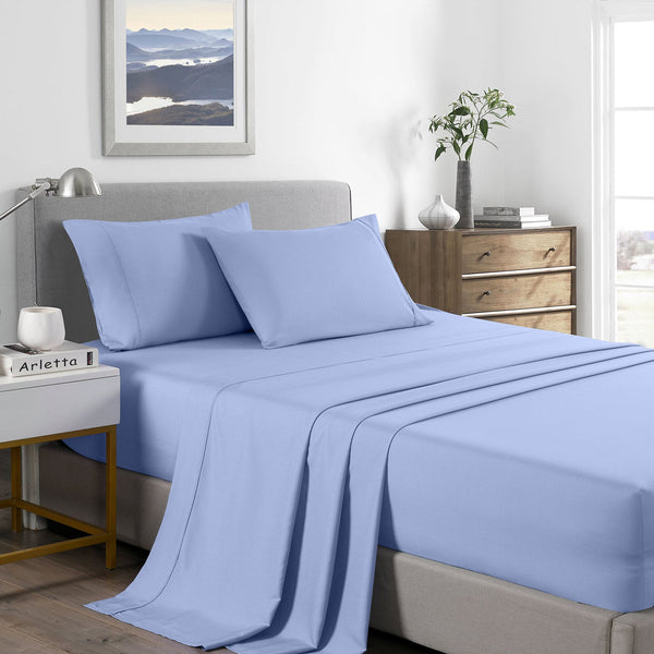 Royal Comfort Bamboo Cooling 2000Tc Sheet Set Single Light Blue Sheets