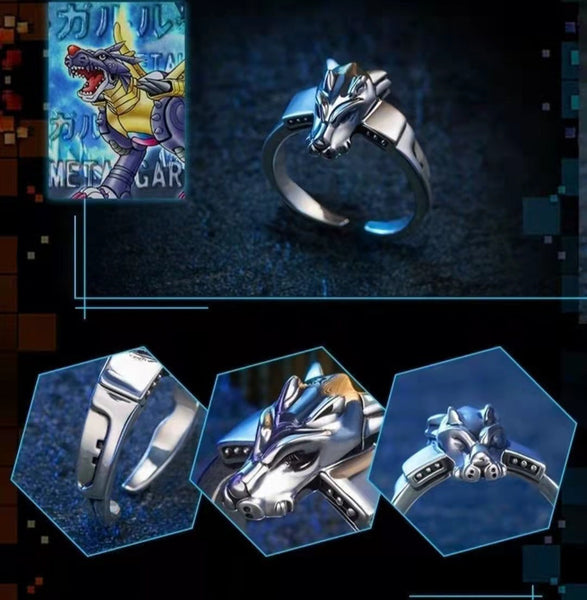 Classic Digimon Ring Tyrannomon Sword Metal Garurumon Anime Thai Silver Couple For Men And Women Rings