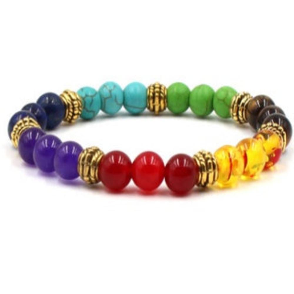 Veile Studios Natural Stone Colourful Chakra Energy Yoga Bracelet Fashion Jewellery Bracelets