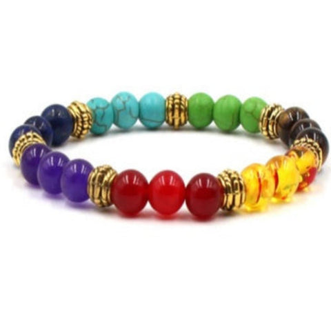 Veile Studios Natural Stone Colourful Chakra Energy Yoga Bracelet Fashion Jewellery Bracelets