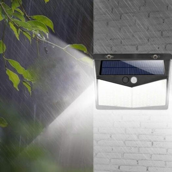 208 Led Outdoor Human Motion Sensing Lamp 1400Lm Solar Powered Wall Light 3 Modes Black Landscape & Walkway Lights