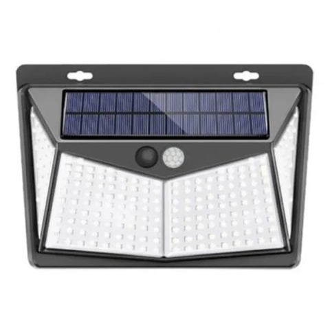 208 Led Outdoor Human Motion Sensing Lamp 1400Lm Solar Powered Wall Light 3 Modes Black