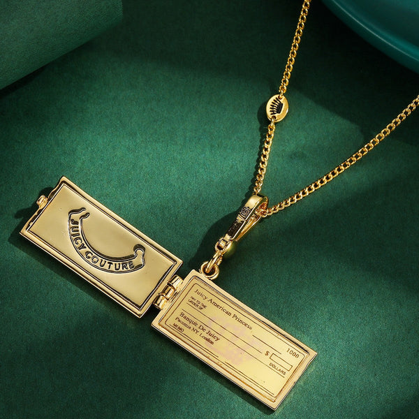Crown Square Openable Enamel Alphabet Necklaces & Pendants