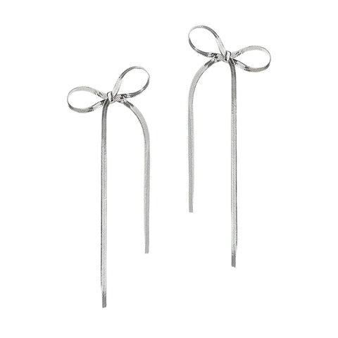 Stainless Steel Bow Bar Earrings