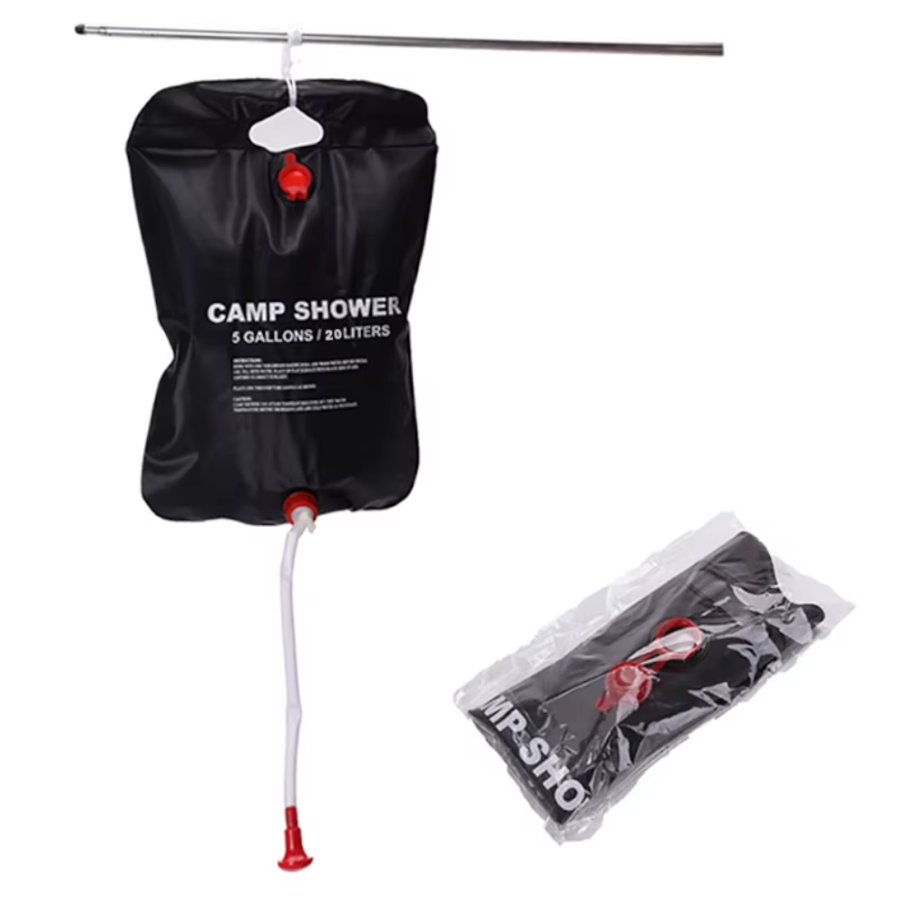 20L Foldable Solar Shower Bag Outdoor Bath Water Camping Sun Heated Bags Scrubbing Removable Hose Head Portable Showers & Accessories