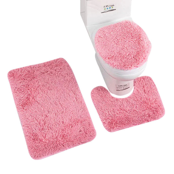 Bath Mat Set Pink Bathroom Silk Tie Dye Non Slip Rug Toilet Lid Cover Bath Mats Rugs & Toilet Covers