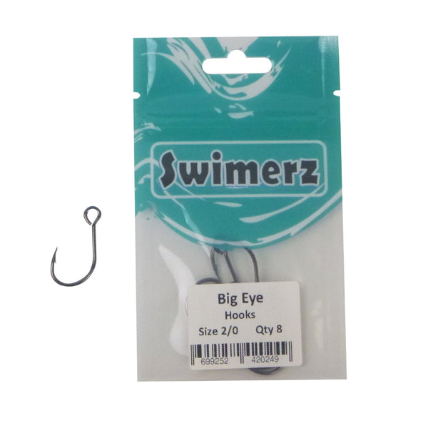 Swimerz Size 2/0 Big Eye Inline Lure 8 Pack Hooks