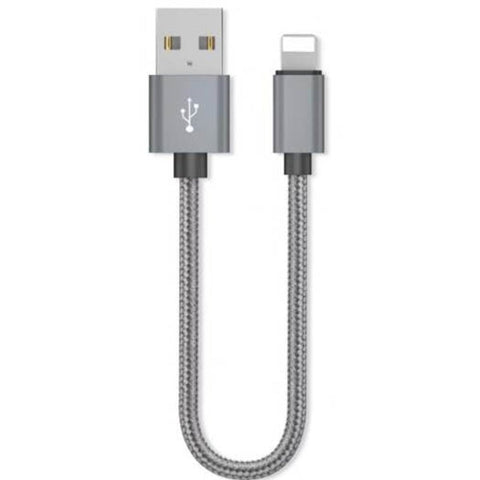 20Cm Data Sync Fast Charging Cable For Iphone Braided Pattern Gray