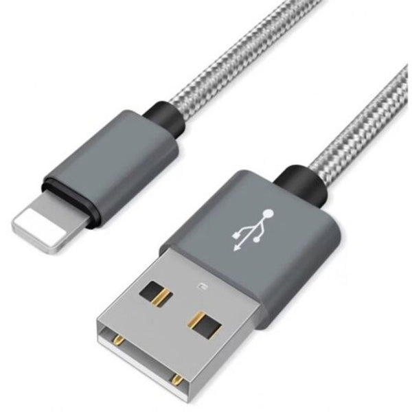 20Cm Data Sync Fast Charging Cable For Iphone Braided Pattern Gray