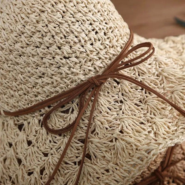 Fashionable Handmade Crochet Straw Hat Women Sun Protection Hats