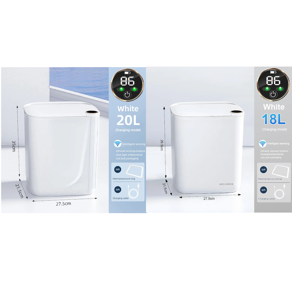 20L Smart Sensor Trash Can With Display Type Recharging Automatic Wastebin For Bathroom Kitchen Toilet Wastebasket Home Rubbish Bins