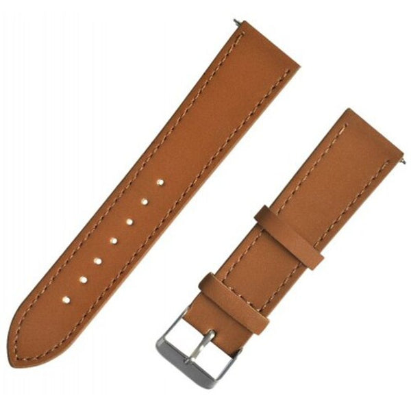20Mm Vintage Pu Leather Strap Watchband Stainless Steel Buckle Clasp Accessories