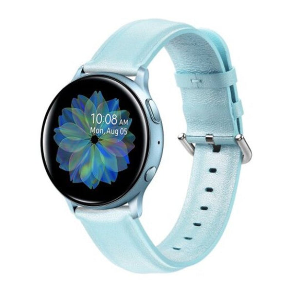 20Mm Genuine Leather Strap For Samsung Galaxy Watch Active Wrist Blue Watch Bands