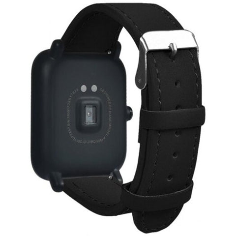 20Mm Retro Matte Leather Quick Release Wristband For Amazfit Black