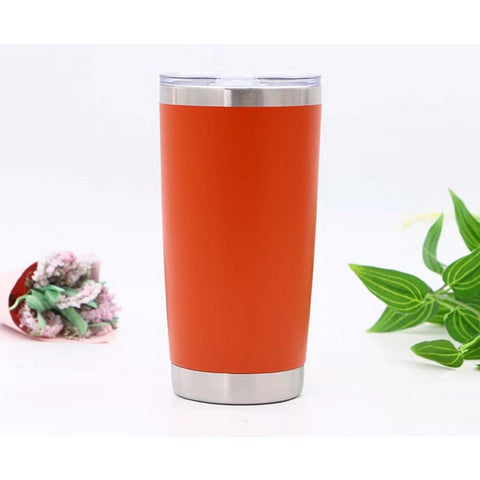20Oz Creative Portable Car Ice Ba Cup 304 Stainless Steel Insulation Orange