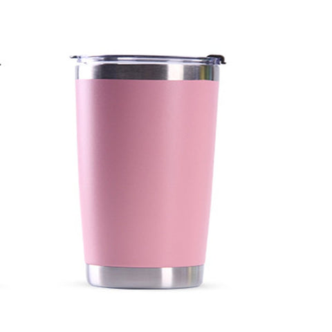 20Oz Creative Portable Car Ice Ba Cup 304 Stainless Steel Insulation Pink