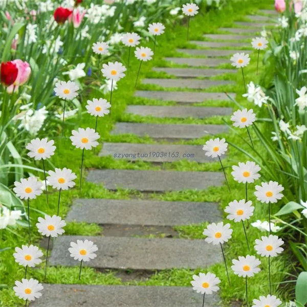 20 Pieces Daisy Flower Garden Stakes Decoration For Indoor And Outdoor Use Lawn Stakes