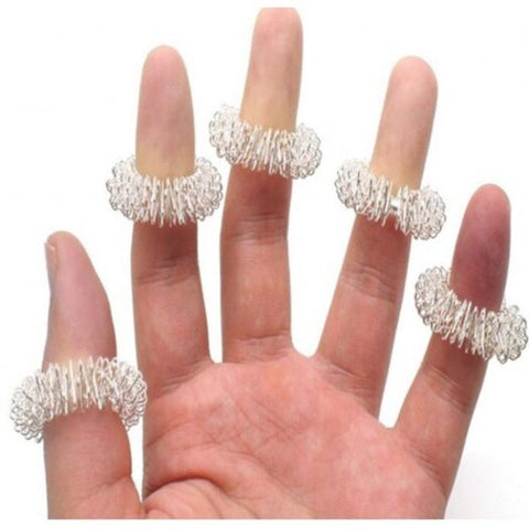 20Pcs Finger Massage Ring Acupuncture Health Care Body Acupressure Massager Silver