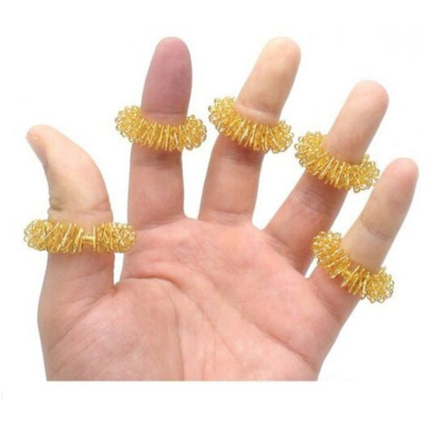 20Pcs Finger Massage Ring Acupuncture Health Care Body Acupressure Massager Silver