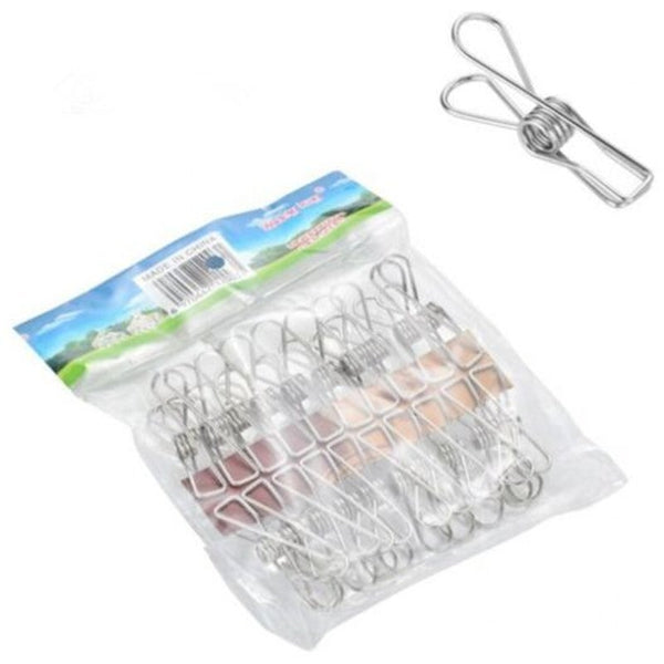 20Pcs Multifunctional Stainless Steel Snacks Storing Clothes Clips Silver
