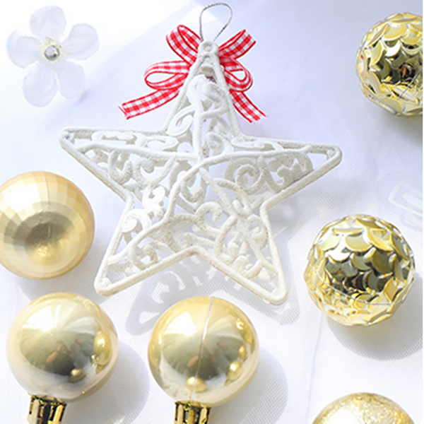 20Pcs 4Cm Christmas Tree Ball Hanging Multi-Styles Electroplating Decor Gold