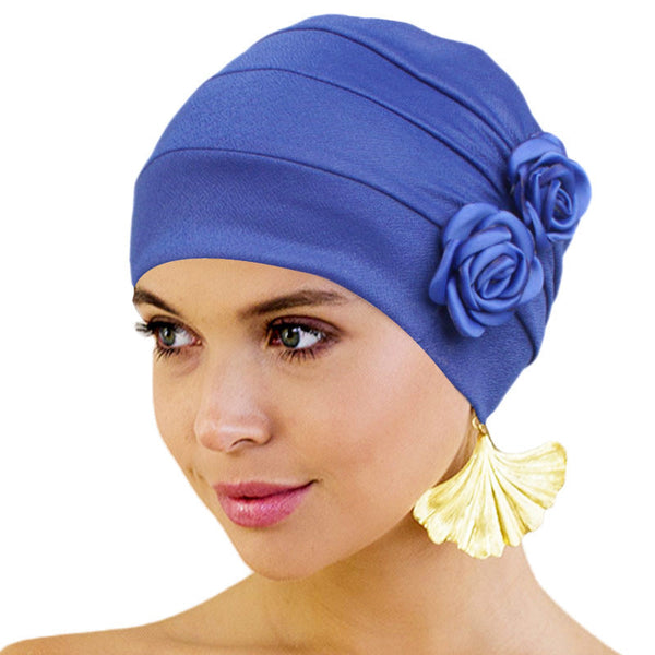 Ethnic Headscarf Chemotherapy Two Flower Headwear For Women Polyester Frosted Scarves & Wraps