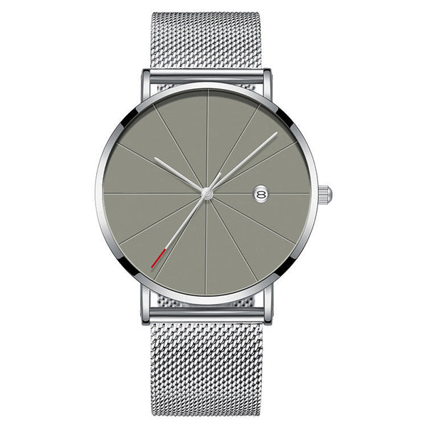 Veile Studios Simple Calendar Watch For Men Waterproof Quartz Creative Design Stainless Steel Watches
