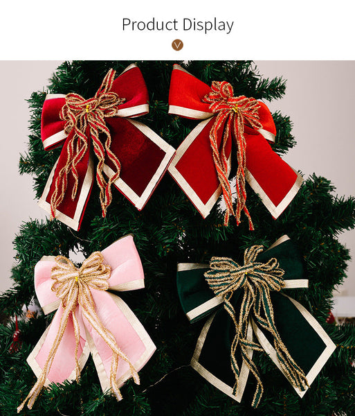 Christmas Decoration Luxurious Velvet Bow Flocked Large Red Seasonal Decorations