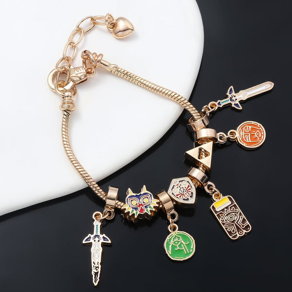 Legend Of Zelda Breath The Wild Bracelet Shika Stone Glasses Link Shield Master Sword Cartoon Diy Bracelets