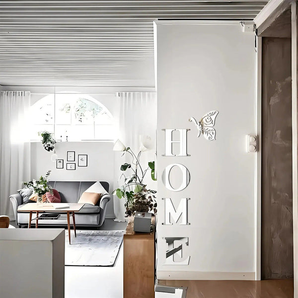 Home Butterfly Acrylic Mirror Wall Letter Stickers Background Wall Stickers
