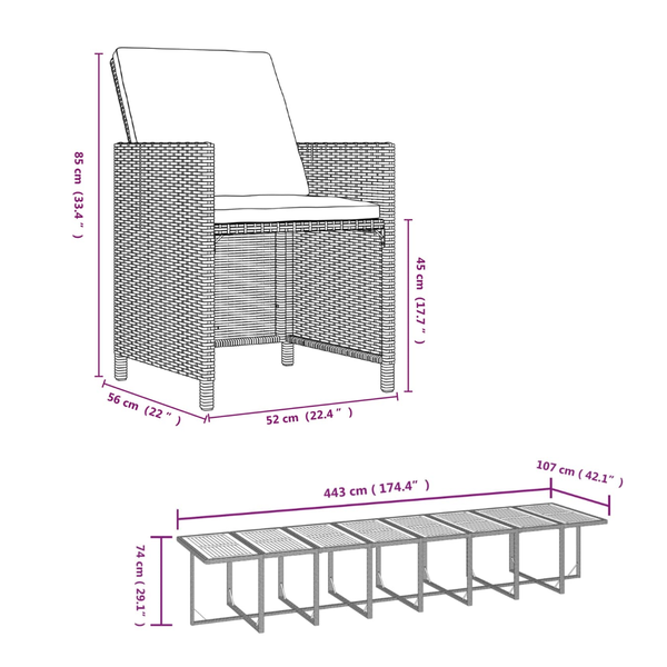 21 Piece Garden Dining Set With Cushions Black Poly Rattan Outdoor Dining Sets