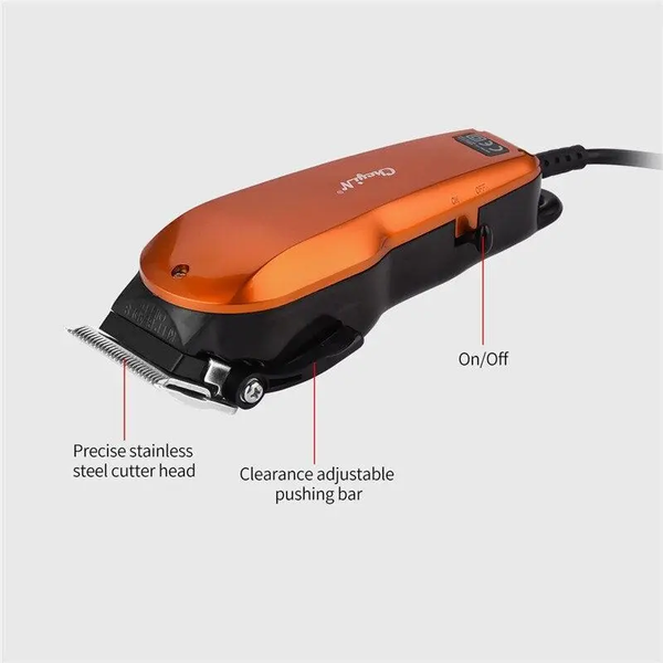 220 240V Household Trimmer Professional Classic Haircut Corded Clipper For Men Cutting Machine With Attachment Combs Orange
