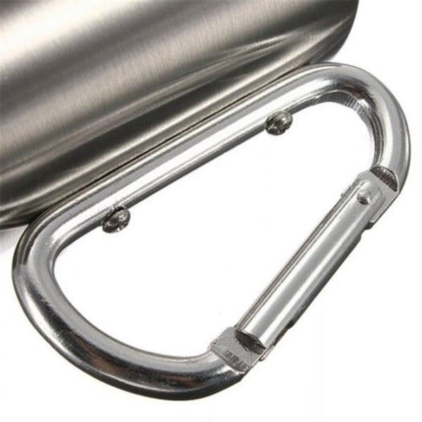 220Ml Stainless Steel Camping Traveling Metal Outdoor Cup Carabiner Silver
