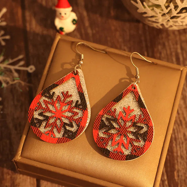 Pu Leather Teardrop Shape Earrings