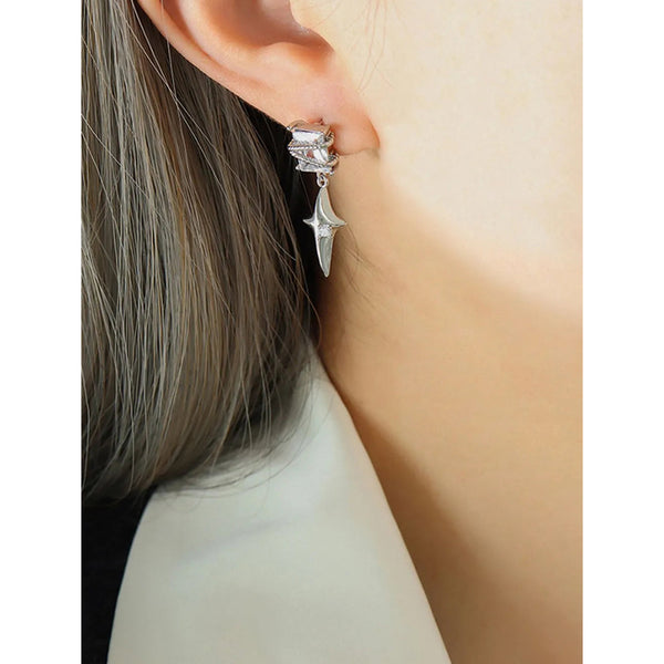 Zircon Copper Geometric Drop Earrings