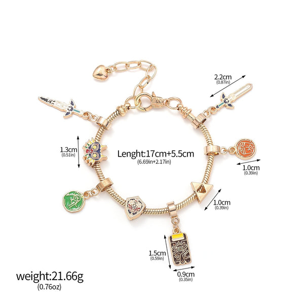 Legend Of Zelda Breath The Wild Bracelet Shika Stone Glasses Link Shield Master Sword Cartoon Diy Bracelets