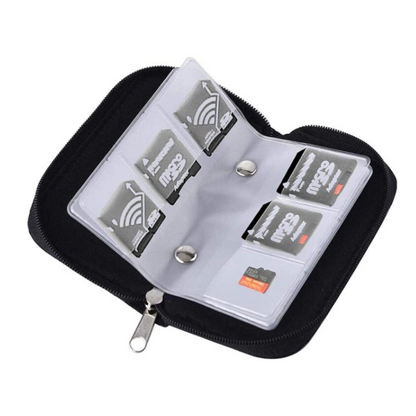 22 Slots Memory Card Storage Case For Cf / Sd Cards Black Memory Card Cases