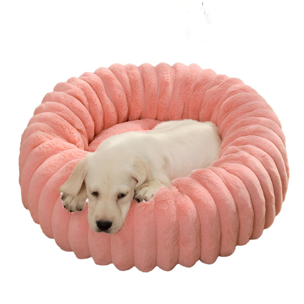 Pet Kennels Long Plush Round Cat Nest Winter Warm Dog Beds Super Soft Mat Sofa Pet Beds