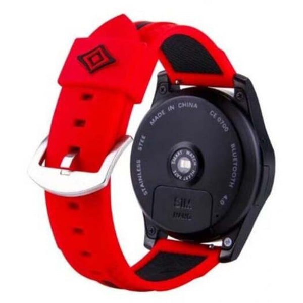 22Mm Double Color Striped Silicone Strap For Samsung Gear S3 Frontier / Classic Red With Black