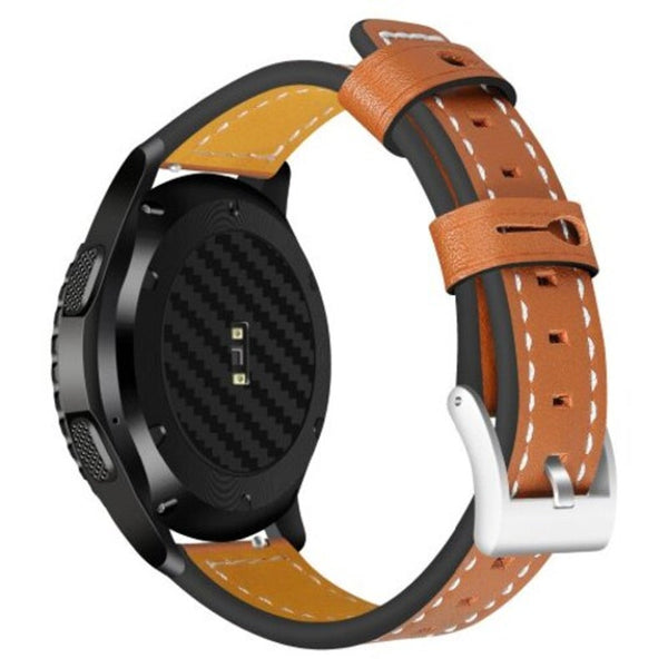 22Mm Genuine Leather Sport Watch Band Strap For Samsung Galaxy 46Mm Brown