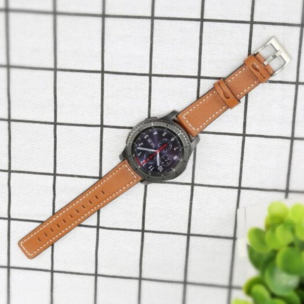 22Mm Genuine Leather Strap Watch Band For Samsung Gear S3 Frontier / Classic Brown Watch Bands
