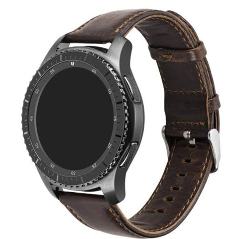 22Mm Genuine Leather Watch Band Strap For Samsung Gear S3 Frontier / Classic Deep Coffee