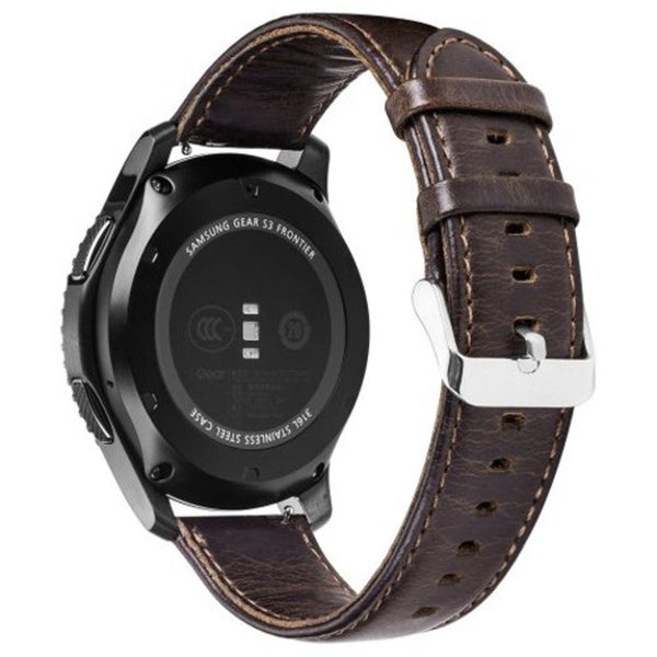 22Mm Genuine Leather Watch Band Strap For Samsung Gear S3 Frontier / Classic Deep Coffee