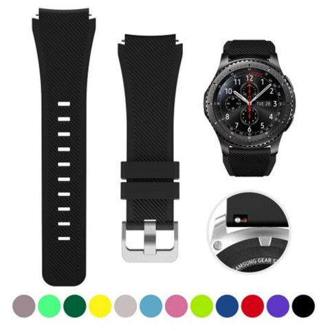 22Mm Silicone Watch Band Wrist Strap For Samsung Gear S3 Frontier Classic Black