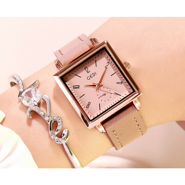 Veile Studios 23.5Cm 106 Square Belt Watch Female Waterproof Plate Girl Pink Simple Decorative Watches