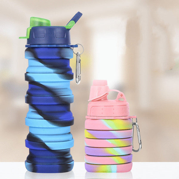 Collapsible Water Bottle Leakproof Fold Silicone Cute Bottles Kids Cup With Straw