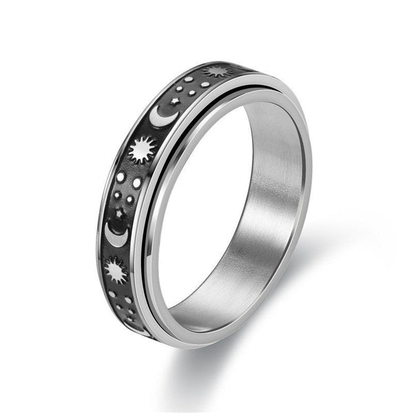 Veile Studios Stars And Moon Titanium Steel Ring Unisex Geometric Design Rings