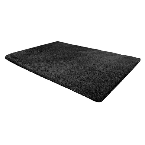 230X160cm Floor Rugs Large Shaggy Area Carpet Bedroom Living Room Mat - Black